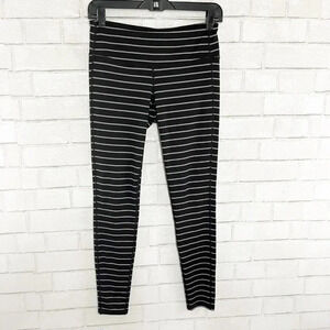 Athleta Black & Gray Striped High Rise Leggings, Size Small